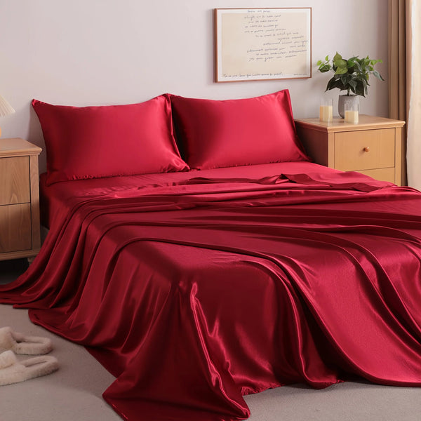 Drap plat uni en satin brillant