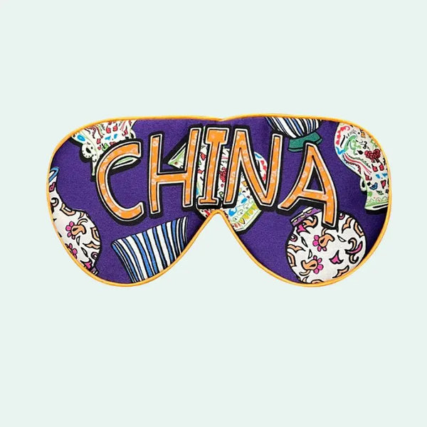 Masque de nuit en soie de mûrier motif porcelaine impériale