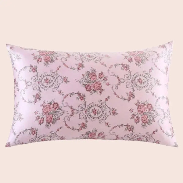 Taie d’oreiller en soie baroque rose vintage