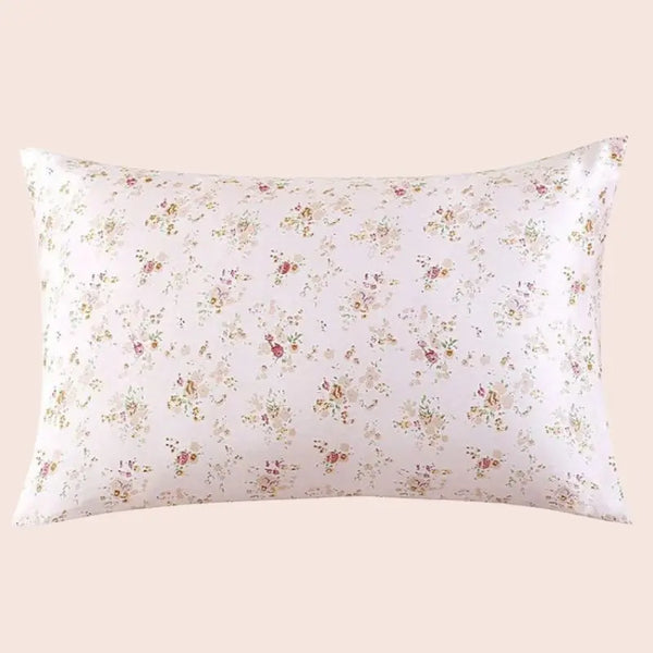 Taie d’oreiller en soie petites fleurs pastel