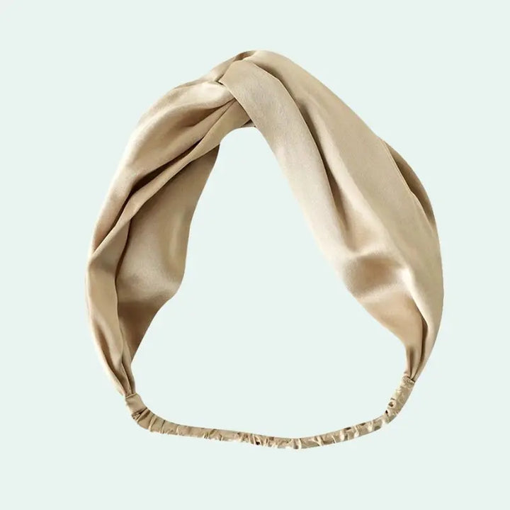 Bandeau large uni en soie de mûrier champagne