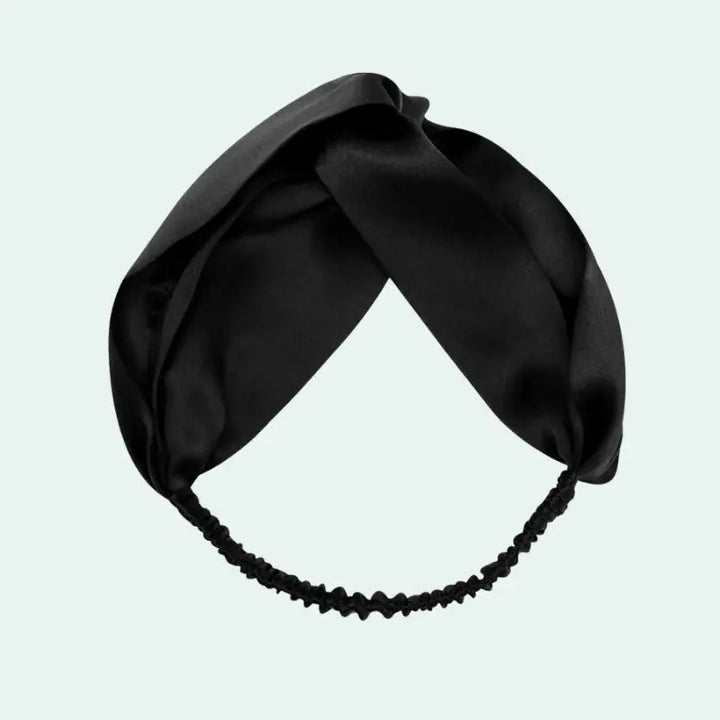 Bandeau large uni en soie de mûrier noir