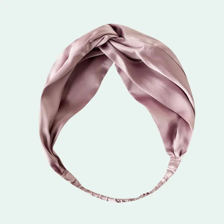 Bandeau large uni en soie de mûrier rose fonce