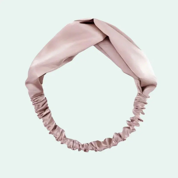 Bandeau large uni en soie de mûrier rose