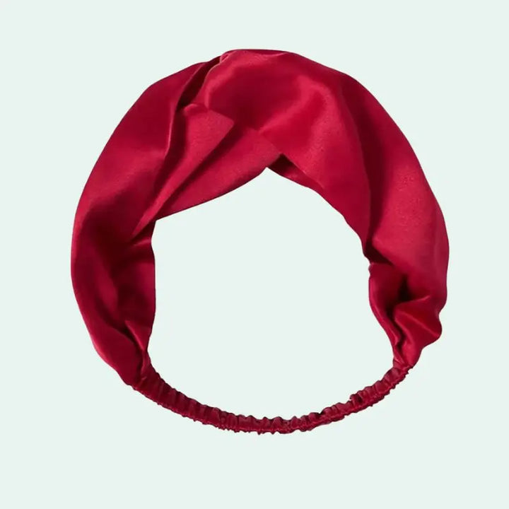 Bandeau large uni en soie de mûrier rouge