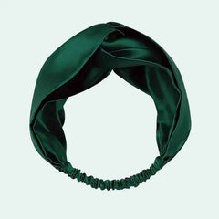 Bandeau large uni en soie de mûrier vert