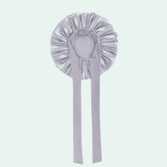 Bonnet de nuit brillant extensible en satin argenté modèle