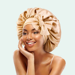 Bonnet de nuit brillant extensible en satin doré