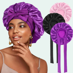 Trio de bonnets de nuit brillant extensible en satin l Satin Lifestyle