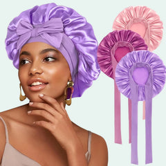 Trio de bonnets de nuit brillant extensible en satin l Satin Lifestyle