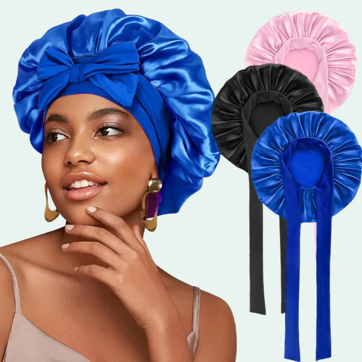 Trio de bonnets de nuit brillant extensible en satin l Satin Lifestyle
