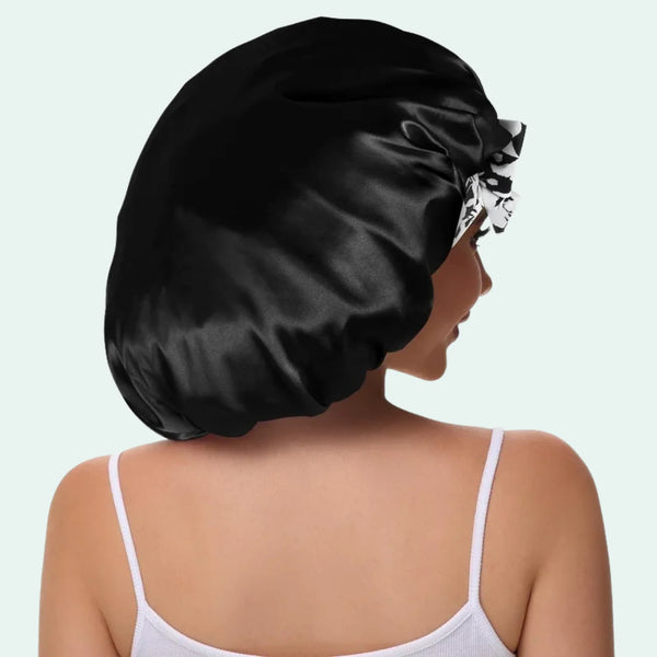 Bonnet de nuit large à motifs en satin brillant - Satin Lifestyle