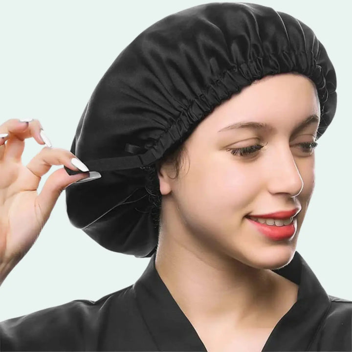 Bonnet de nuit élastique en soie véritable 16 mommes l Satin Lifestyle