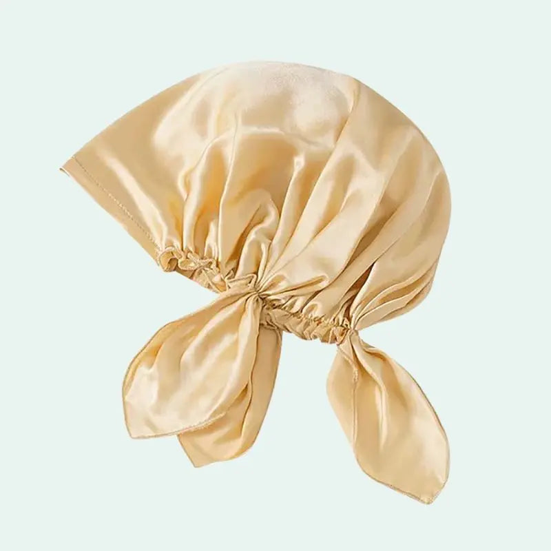 Bonnet de nuit triangle réglable en soie de mûrier champagne