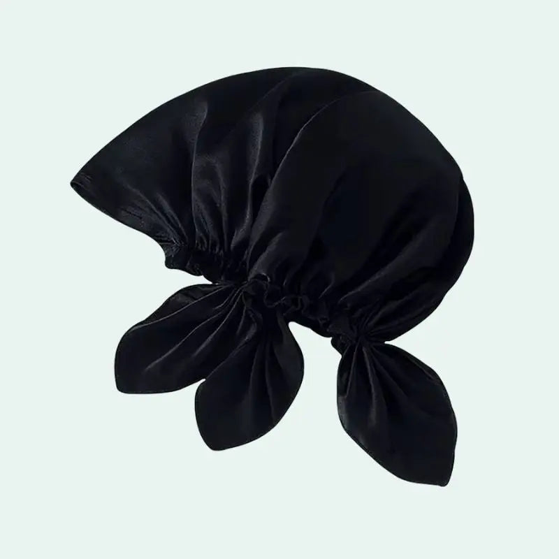 Bonnet de nuit triangle réglable en soie de mûrier noir