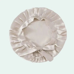 Bonnet de nuit uni cheveux courts en soie de mûrier ivoire