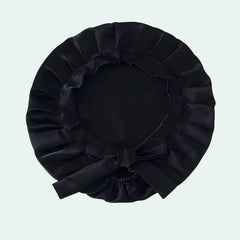 Bonnet de nuit uni cheveux courts en soie de mûrier noir