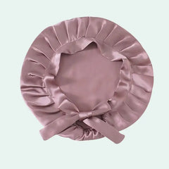 Bonnet de nuit uni cheveux courts en soie de mûrier violet