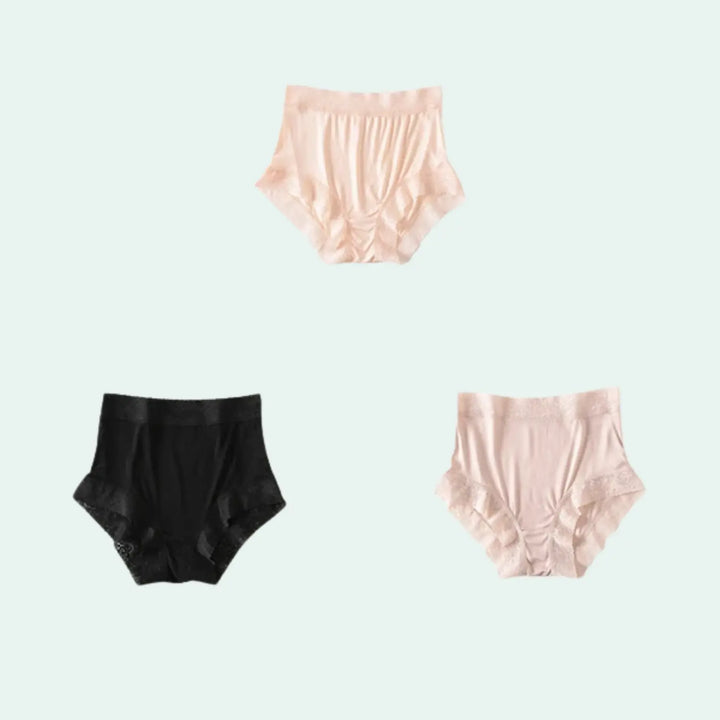 Boxer taille haute en soie et dentelle - Lot de 3 - Satin Lifestyle