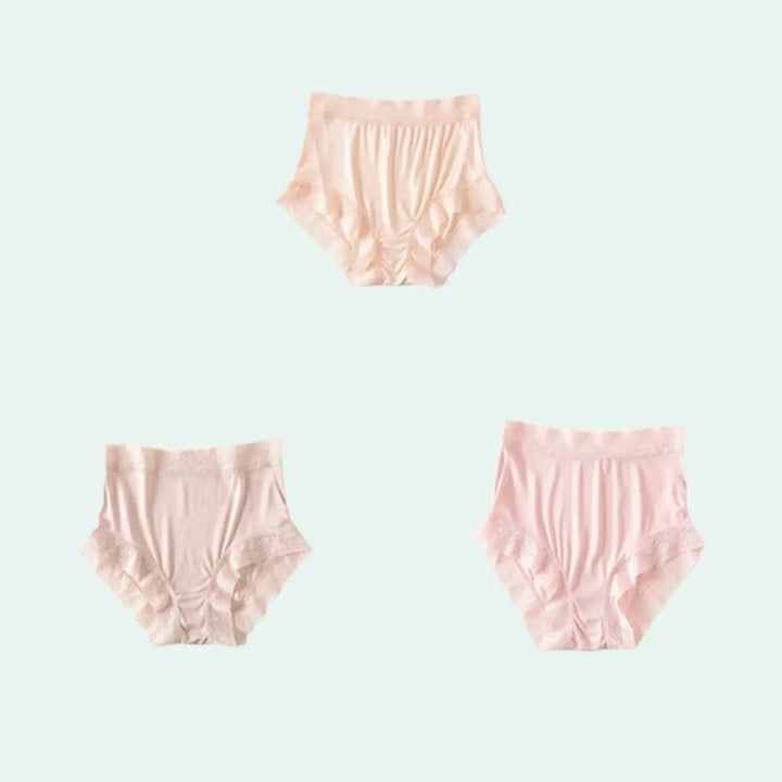 Boxer taille haute en soie et dentelle - Lot de 3 - Satin Lifestyle