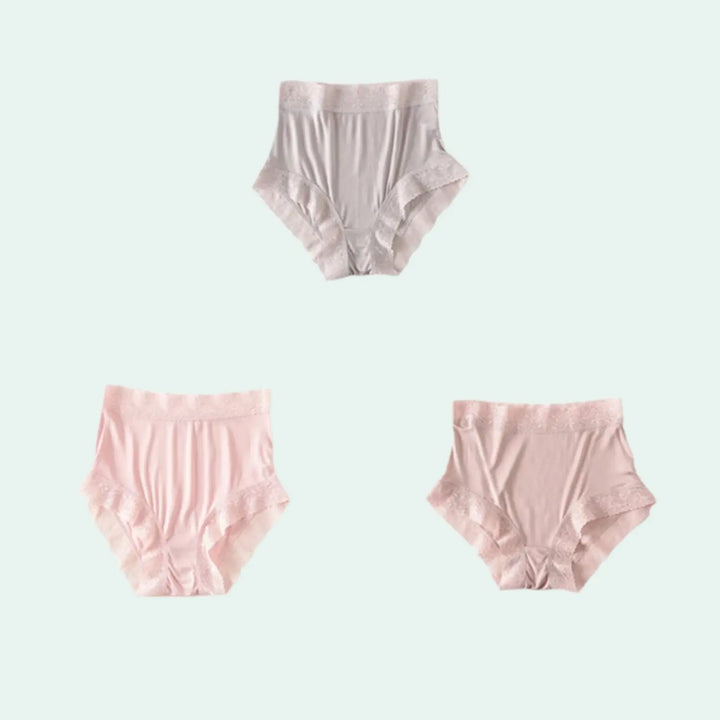 Boxer taille haute en soie et dentelle - Lot de 3 - Satin Lifestyle