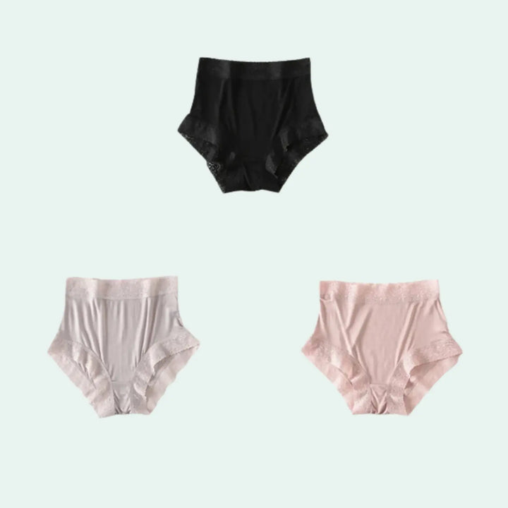 Boxer taille haute en soie et dentelle - Lot de 3 - Satin Lifestyle