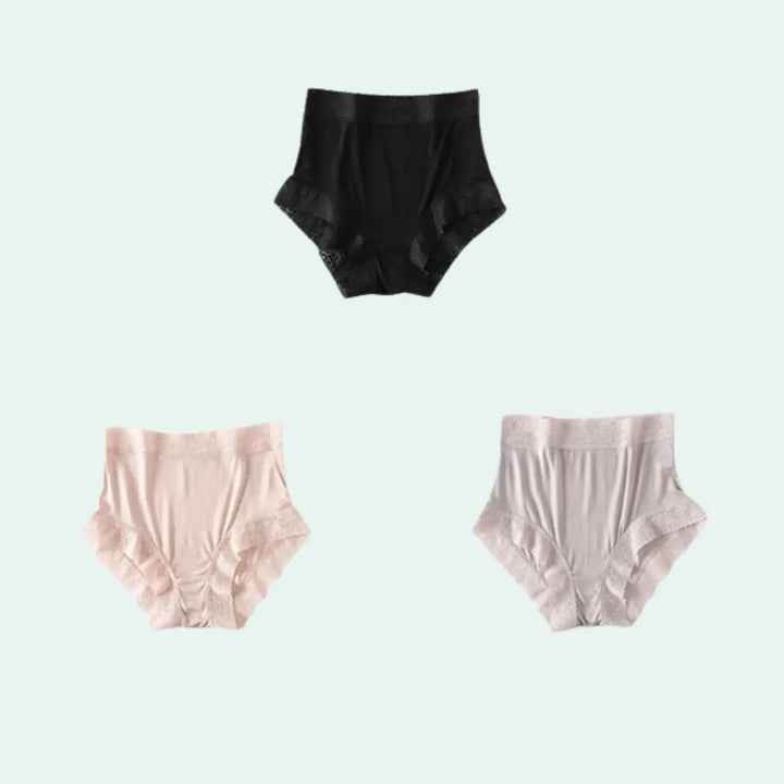 Boxer taille haute en soie et dentelle - Lot de 3 - Satin Lifestyle
