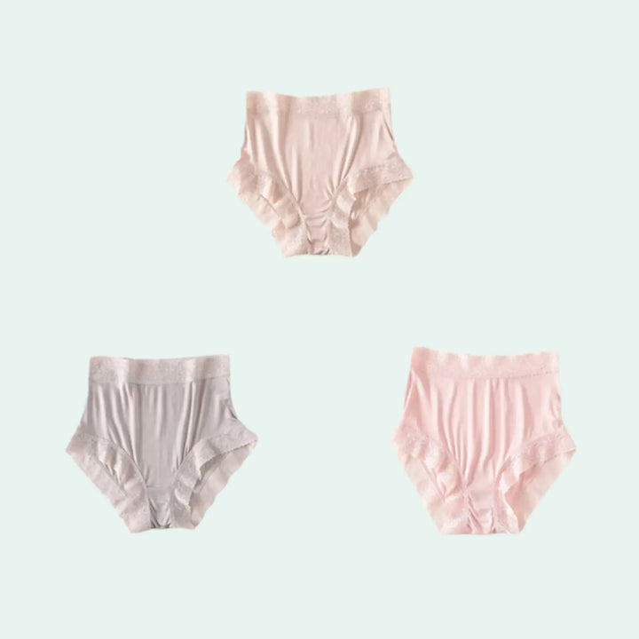 Boxer taille haute en soie et dentelle - Lot de 3 - Satin Lifestyle