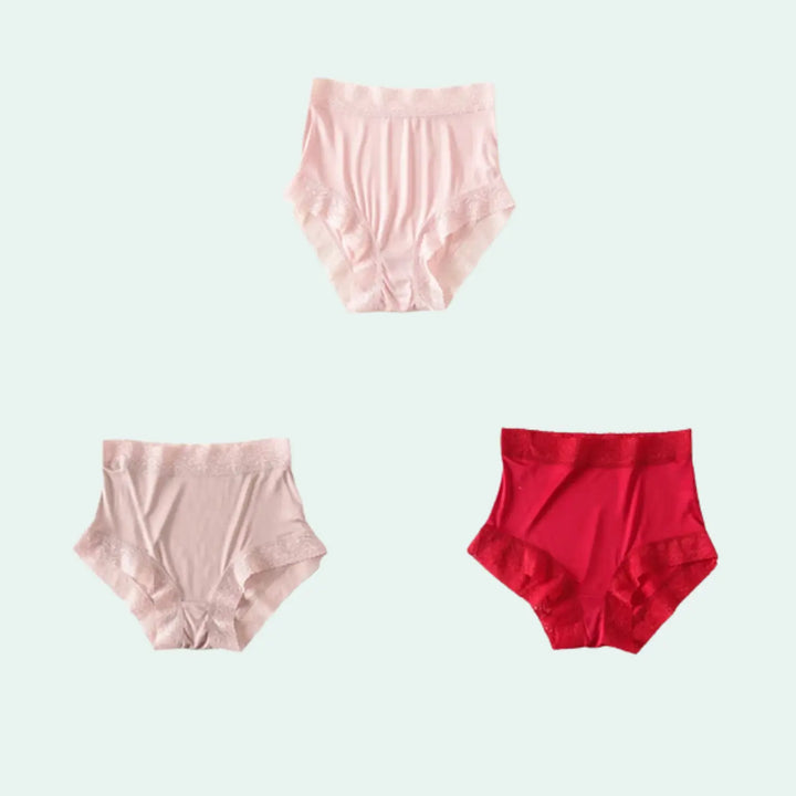 Boxer taille haute en soie et dentelle - Lot de 3 - Satin Lifestyle