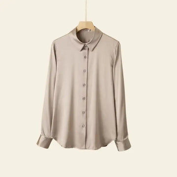 Chemise ample couleur pastel en soie et élasthanne beige