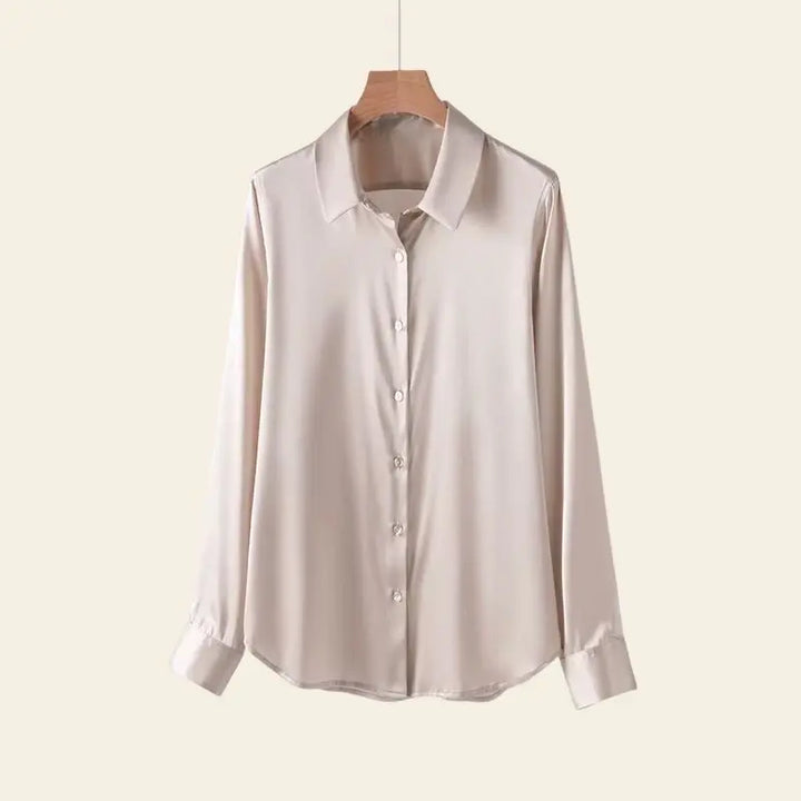 Chemise ample unie en soie et élasthanne champagne