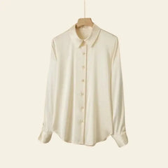 Chemise ample couleur pastel en soie et élasthanne crème
