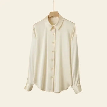 Chemise ample couleur pastel en soie et élasthanne crème