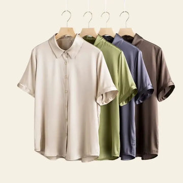 Différents modèles de chemises manches courtes fluides satinées en soie