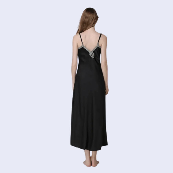 Chemise de nuit longue en satin avec dentelle | Satin Lifestyle
