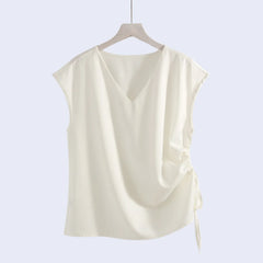 Chemisier col V sans manches en satin - Satin Lifestyle