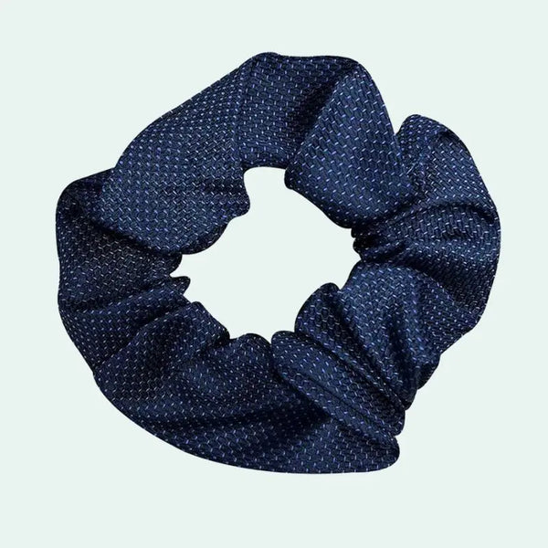 Chouchou en soie de mûrier 25 mommes bleu nuit texturé