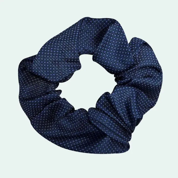 Chouchou en soie de mûrier 25 mommes bleu nuit texturé