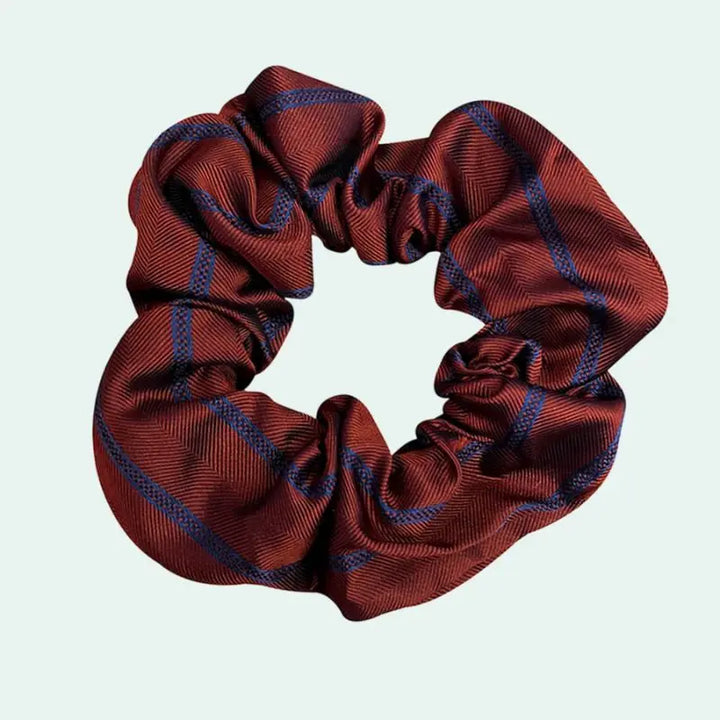 Chouchou en soie de mûrier 25 mommes bordeaux et bleu