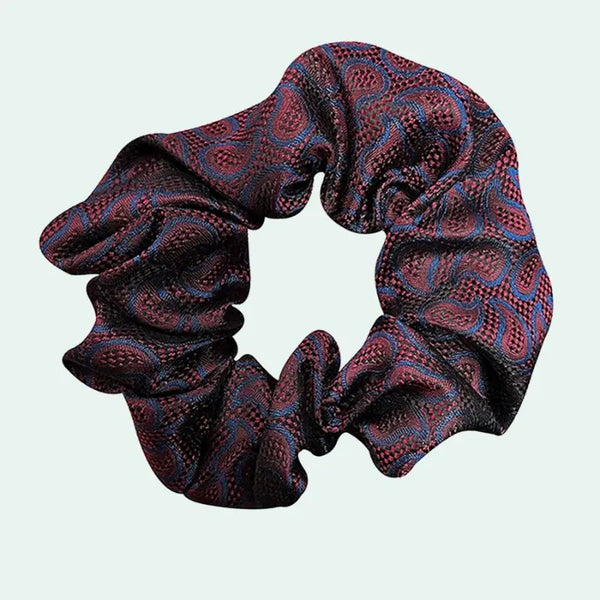 Chouchou en soie de mûrier 25 mommes bordeaux motifs orientaux