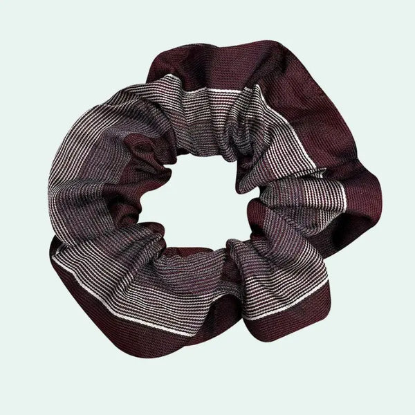 Chouchou en soie de mûrier 25 mommes bordeaux rayé