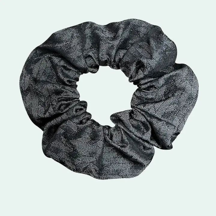 Chouchou en soie de mûrier 25 mommes noir chevron