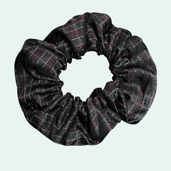 Chouchou en soie de mûrier 25 mommes noir à rayures