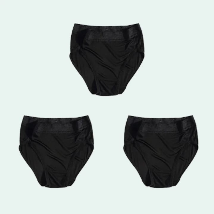Culotte légère taille haute en soie et dentelle - Lot de 3 - Satin Lifestyle