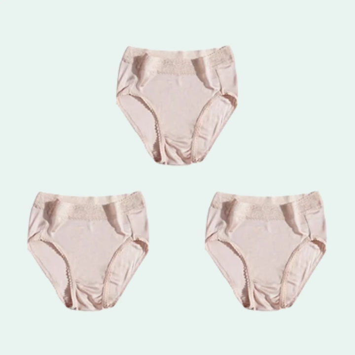Culotte légère taille haute en soie et dentelle - Lot de 3 - Satin Lifestyle