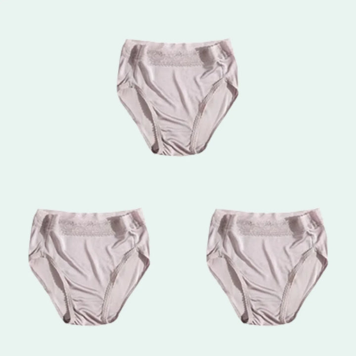 Culotte légère taille haute en soie et dentelle - Lot de 3 - Satin Lifestyle