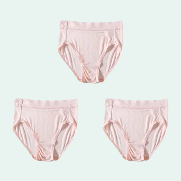 Culotte légère taille haute en soie et dentelle - Lot de 3 - Satin Lifestyle