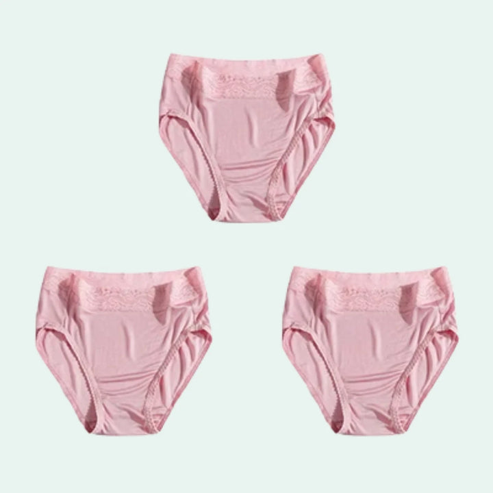 Culotte légère taille haute en soie et dentelle - Lot de 3 - Satin Lifestyle