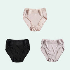 Culotte légère taille haute en soie et dentelle - Lot de 3 - Satin Lifestyle