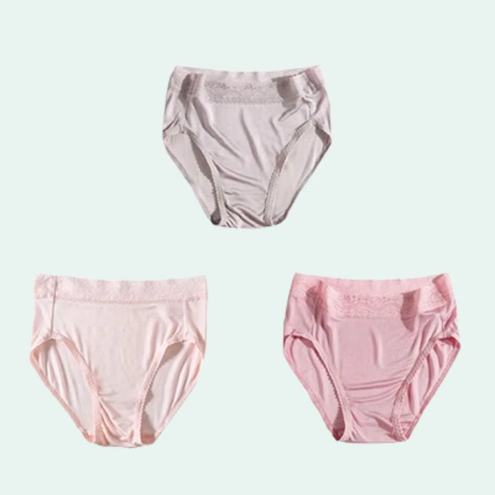 Culotte légère taille haute en soie et dentelle - Lot de 3 - Satin Lifestyle